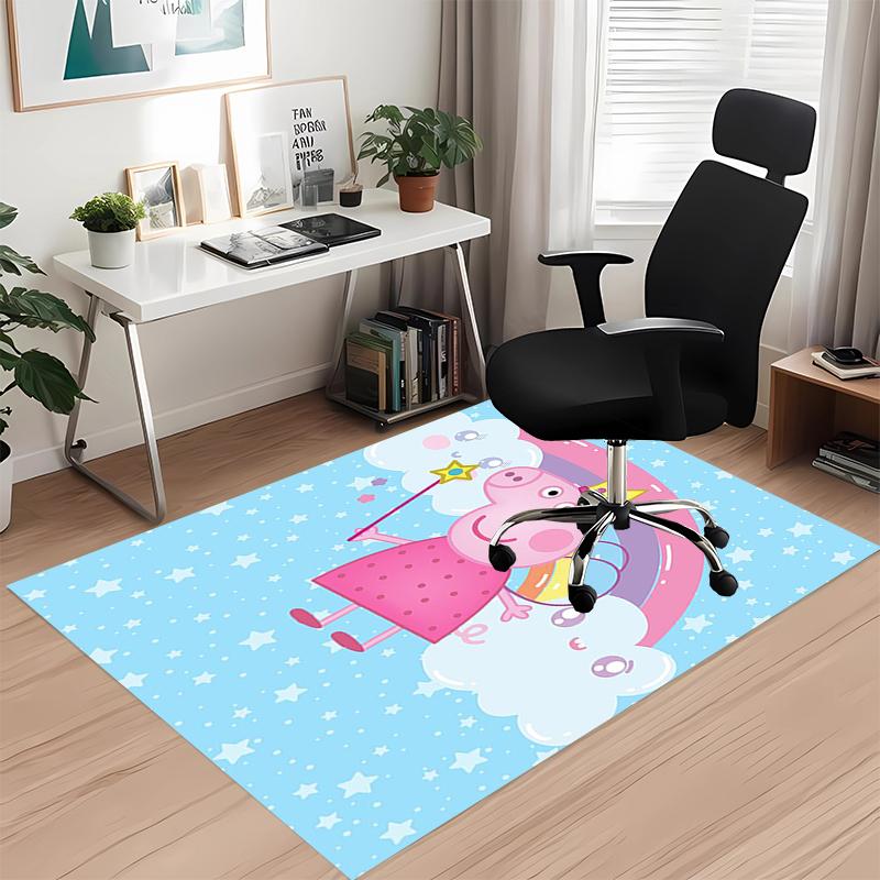 Peppa Pig Printed Carpet, for Office Chair Living Room Bedroom Kitchen Room Decor Gifts.