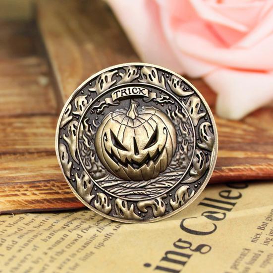 Halloween Coin Festive Trick-or-Treat Coins with Pumpkins Artistic Handmade Commemorative Coins Decision Maker Yes/No Coins