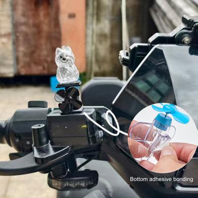 Motorcycle Decoration Cute Dog Shape Wind Energy LED Lights Self-Powered Handlebar Ornaments Dog Shaped Bike Accessory