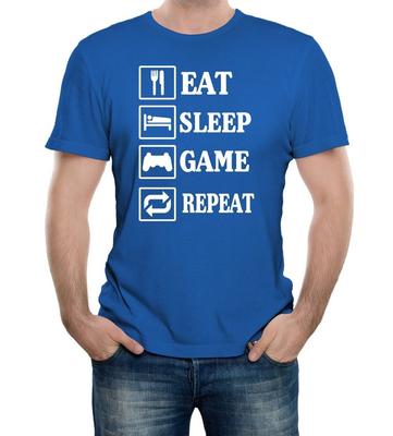 Eat Sleep Game Repeat Men's T-Shirt – Funny Gaming Gift Xmas Present Tee