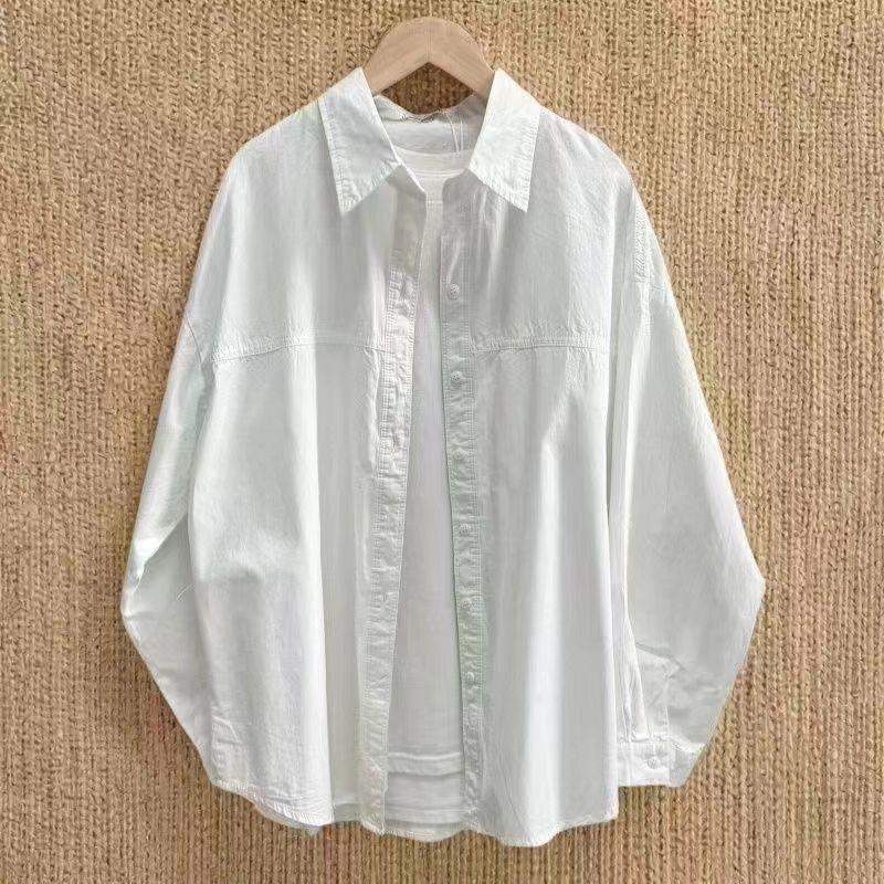 Women's Pure Cotton Loose Slimming Shirt Jacket for Spring, Summer, and Autumn Sun Protection