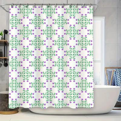 Beautiful Bath Shower Curtain with Pink Flowers Design for Bathroom Decoration White Peach Color Pattern Home Accessories Modern