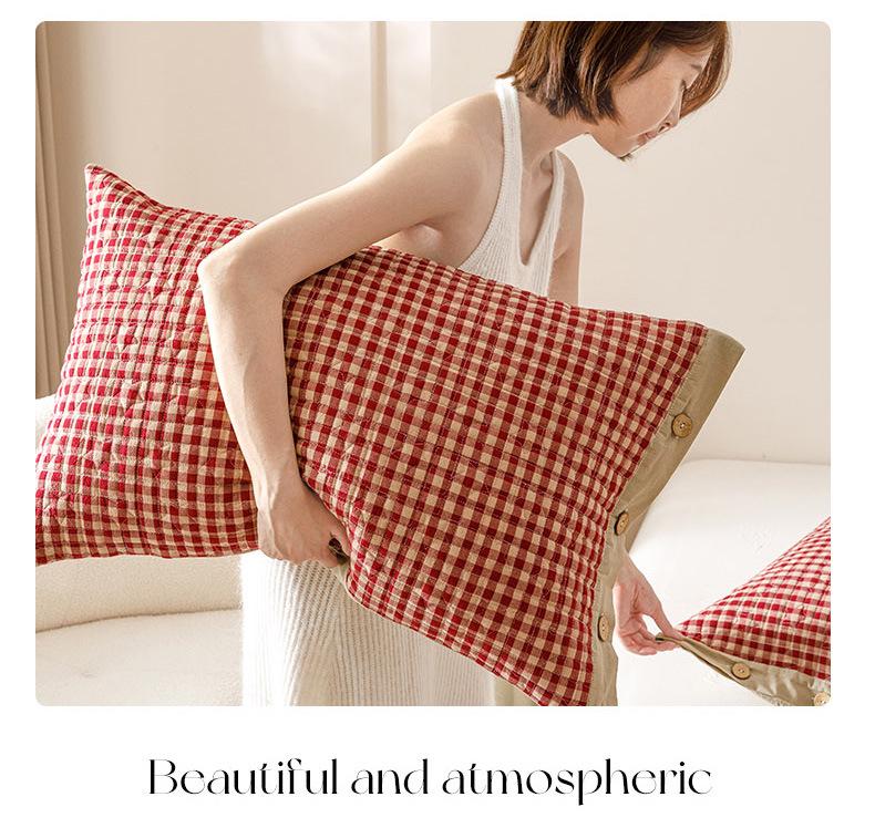 Class A Pure Cotton Quilted Pillowcase Set - Thick, All-Cotton Buttoned Covers (48x74 cm)