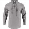 Men's Vintage V-neck T-shirt Cotton Linen Pirate Medieval Viking Gothic Tops Shirts Long Sleeved Cospaly Halloween Party Top