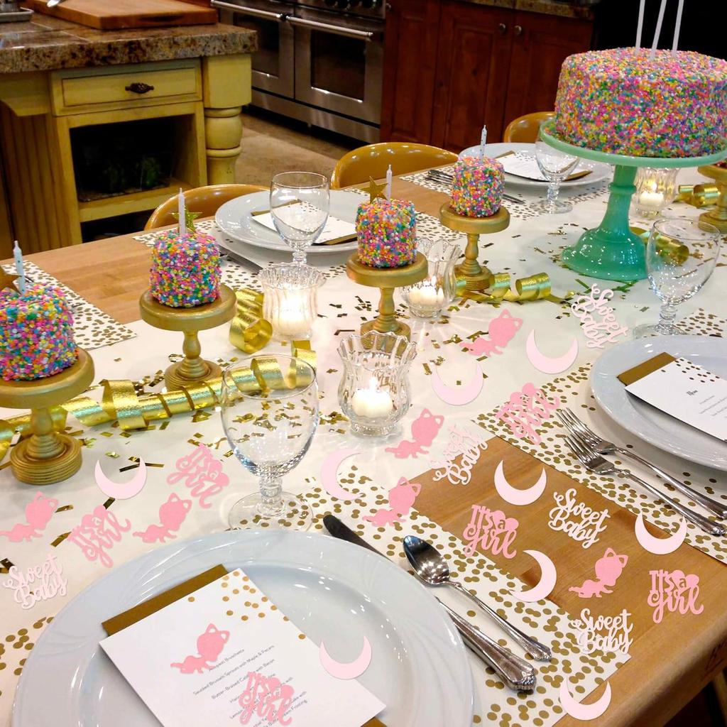 100 Pieces Baby Shower Confetti - It's a Girl Sweet Baby Confetti Decorations Pink Girl Table Scatter, Sprinkles Decor for Baby Shower Gender Reveal