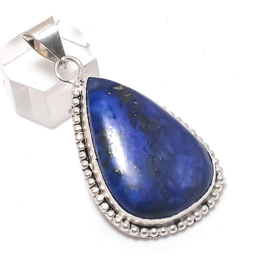 

Натуральный Лазурит Драгоценный Камень 925 Стерлинговое Серебро Ювелирное Изделие Подвеска 2.21 d2g72