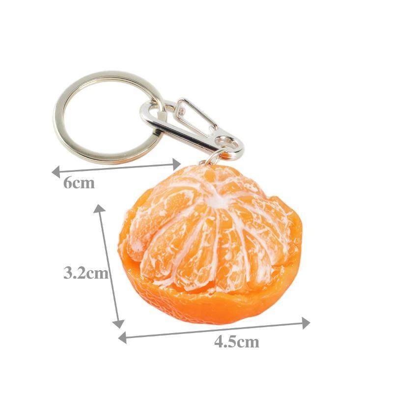 Simulated Peeled Tangerine Keychain Lifelike Design Sturdy Metal Clasp Bag Decor Key Holder Cute Gift For Fruit Lovers