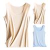 Damen Sommer Weste Ice Silk Nahtlose Pullover Tops O-Ausschnitt Ärmellos Slim Fit Bottoming Tops Einfarbig Unterwäsche Tank Tops