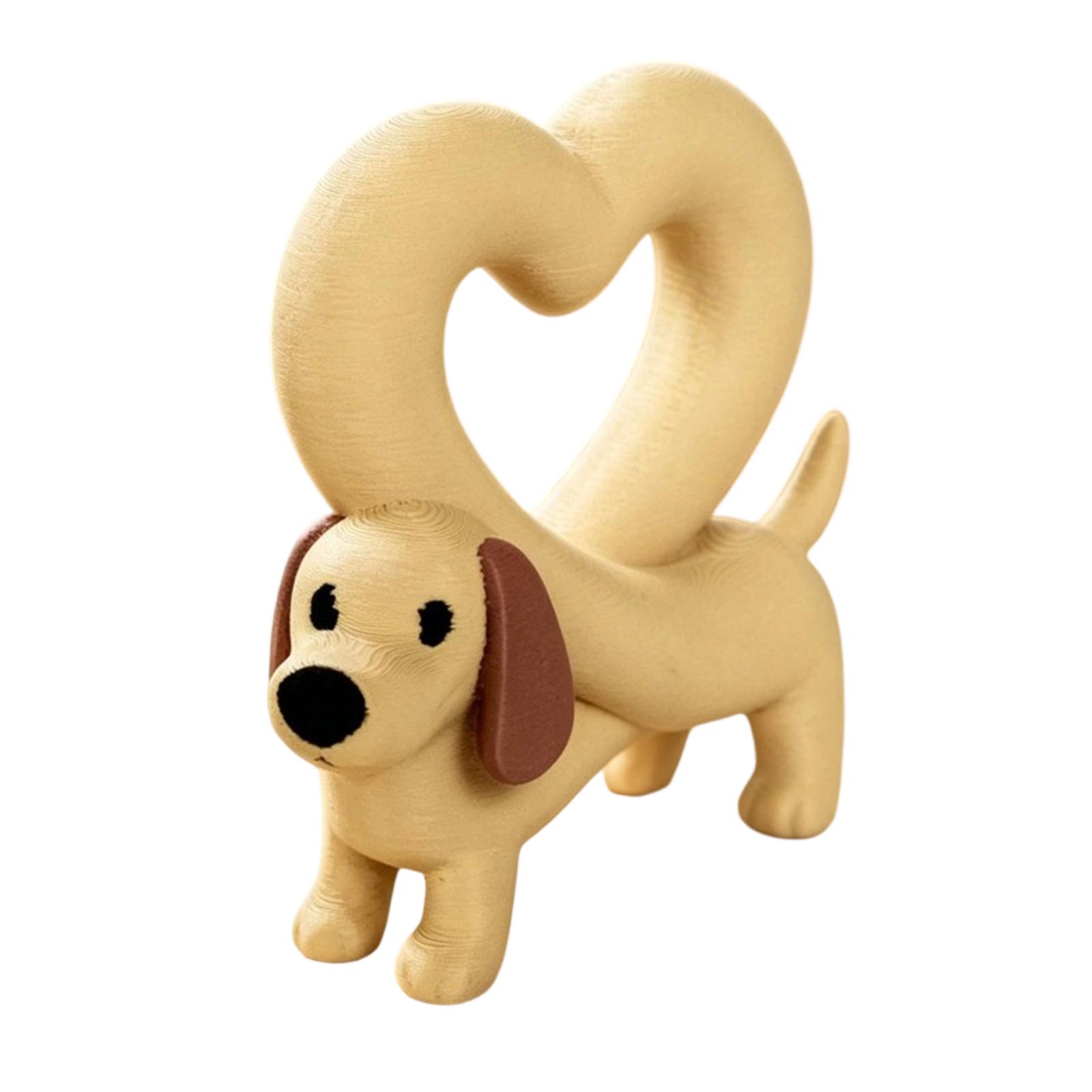 

3D Printed Heart Shaped Dog Figurine Decorative Sculpture Home Office Desk Ornament Gift Idea Unique Design Lightweight Material One Size