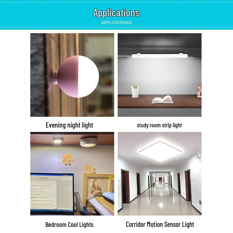 Magnetic Acrylic Lamp with Adhesive Iron Sheet for Wardrobe, Sensor Night Light, Desktop, and Wall Bracket