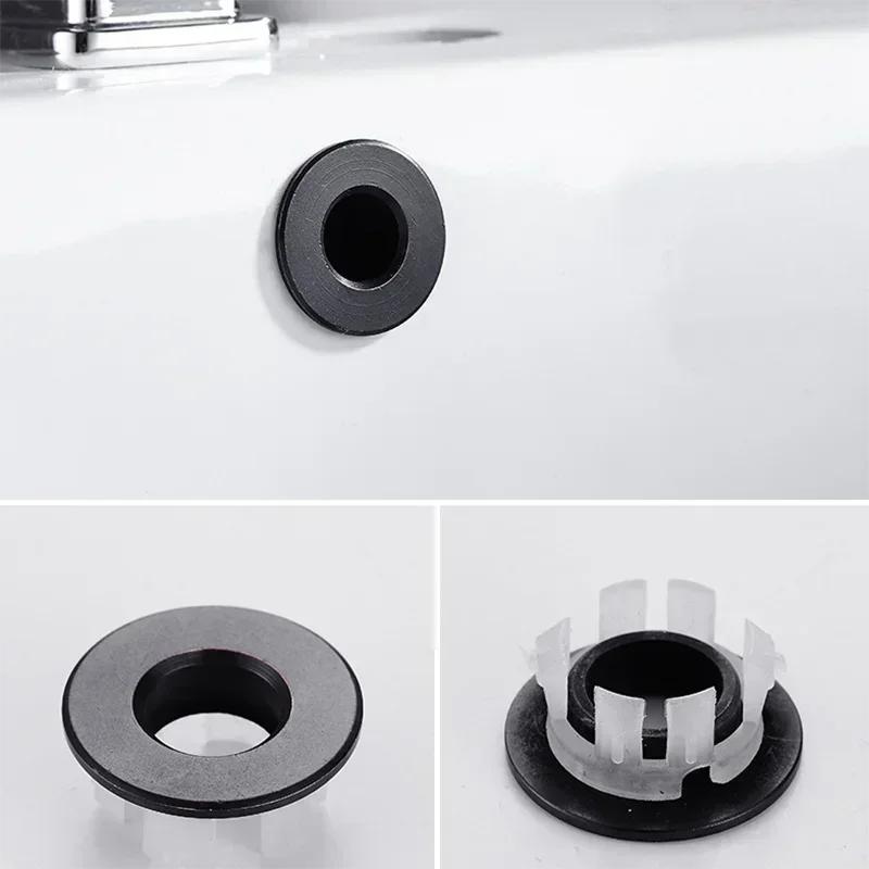 HOT Sink Overflow Cover Decor Cap Metal Copper Bathroom Washbasin Hole Trim Overflow Ring Bathtub Faucet Accessories 23-25mm