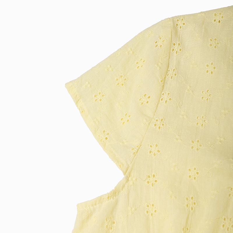 VONDA Women V Neck Short Sleeve Embroidery Buttons Up Crochet Lace Casual Blouse