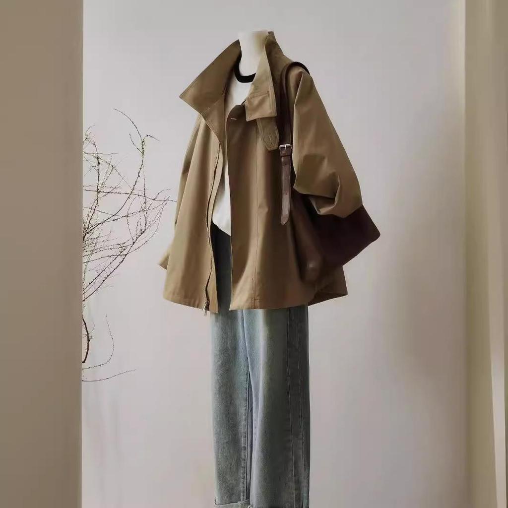 New Stylish Small Design Hepburn Casual Workwear Windbreaker Jacket for Spring & Autumn