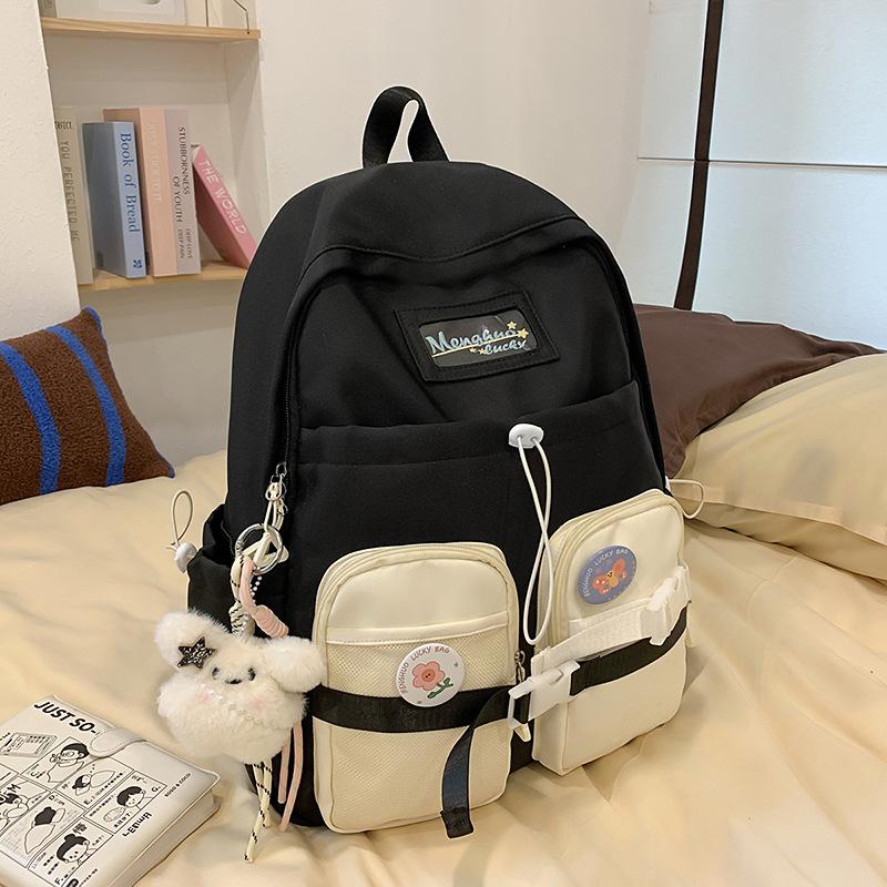 Großer Rucksack Damen 2025 Neu Hochwertig Mode Kontrastfarbe Mittelschüler Schultasche Studentin Reiserucksack