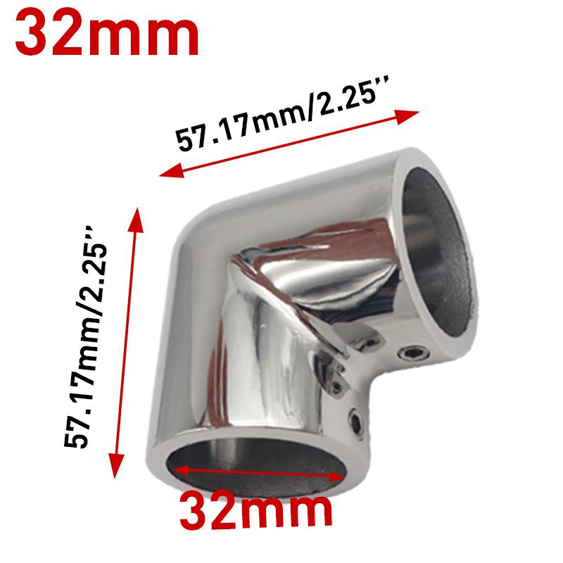 4PCS 2 Way Boat Hand Rail Fitting 22MM/25mm/30mm/32mm Stainless Steel 90 Degree Elbow Pipe Connector for Marine Yacht Boat Accessories