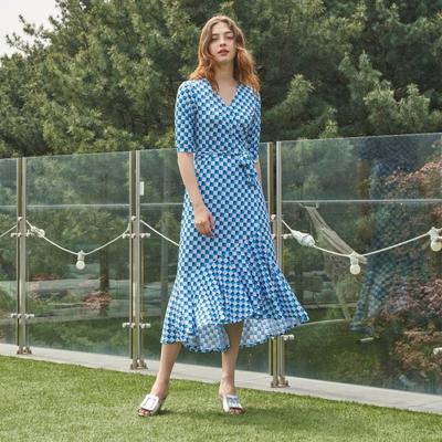 Lipbbam Vivienne 3 4 Sleeve Frill Wrap Dress Ldm42db01