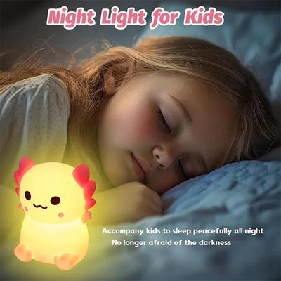 Axolotl Silicone Nursery Night Light, Cute Lights Gifts Rechargeable Bedroom Lamp Bedside Lamps with Touch Sensor