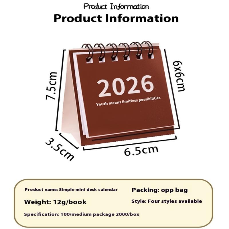 2025-2026 Mini Simple Calendar Small Desk Calendar Creative Coil Calendar Planner Desktop Decoration Office Stationery