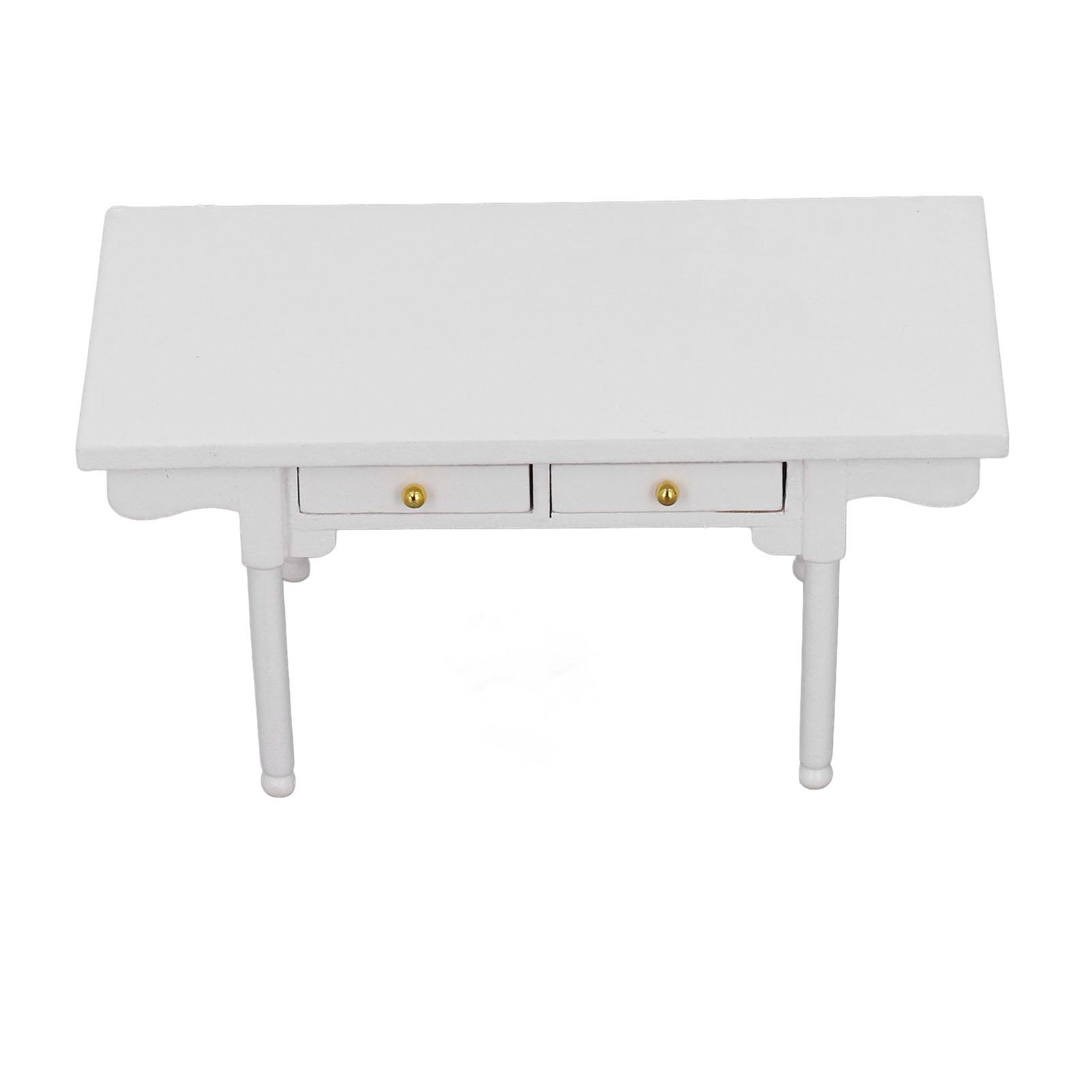 

1: 12 Dollhouse Desk Wooden Modern Miniature Table Mini Writing Desk Toy Furniture Decoration White білий