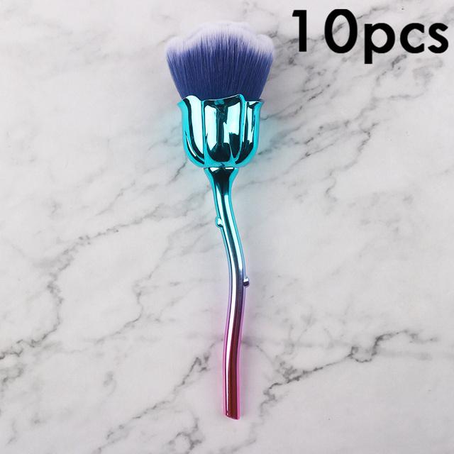 10 Stück Nailart-Pinsel Weich Reinigen Staub Puder Rosa Rose Blütenform Rouge Foundation Puder Make-up Pinsel Kosmetikwerkzeug
