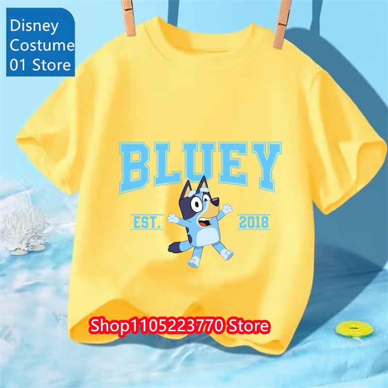 Koszulka Dziecięca z Motywem Bluey Chłopcy Dziewczynki Jesień Zima Kreskówkowy Graficzny Krótki Rękaw Codzienne Ubranie Góra