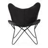 Handgefertigter Schmetterlingsstuhl aus schwarzem Büffelleder, Lounge-Relax-Sessel, Heimdekoration