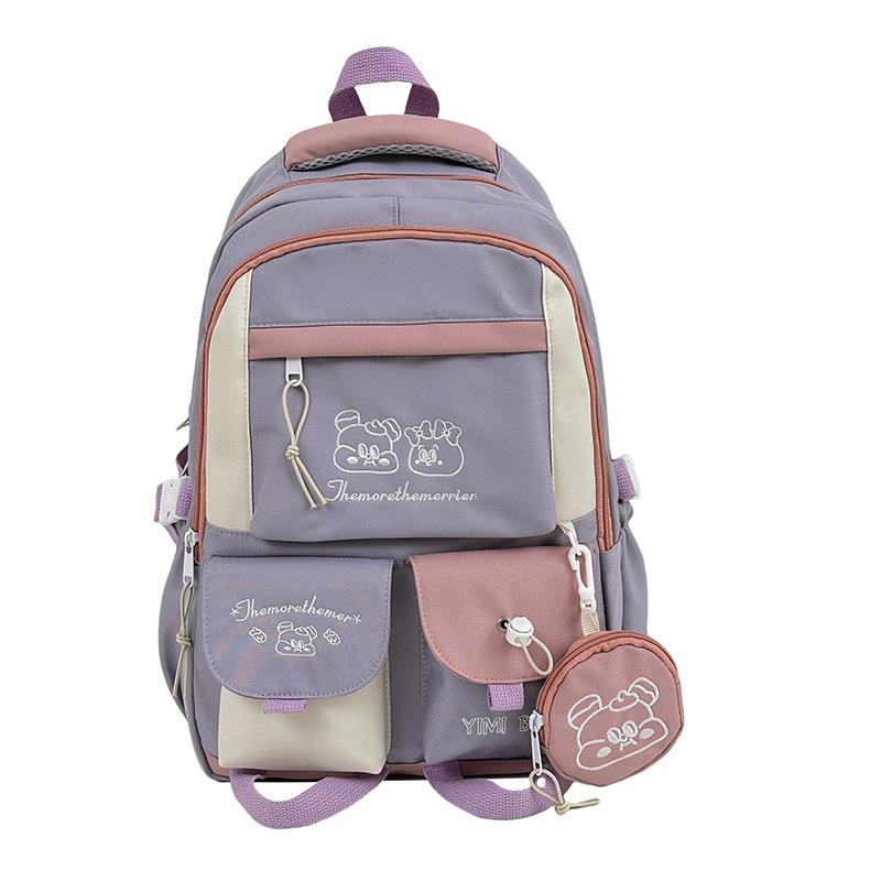 Korean Version Ins Large-capacity College Style Contrasting Color Student Schoolbag New Men's and Women's Backpacks Junior High School High School