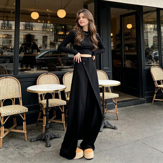 High Waist Women Pants Straight Wide Loose Fit Leg