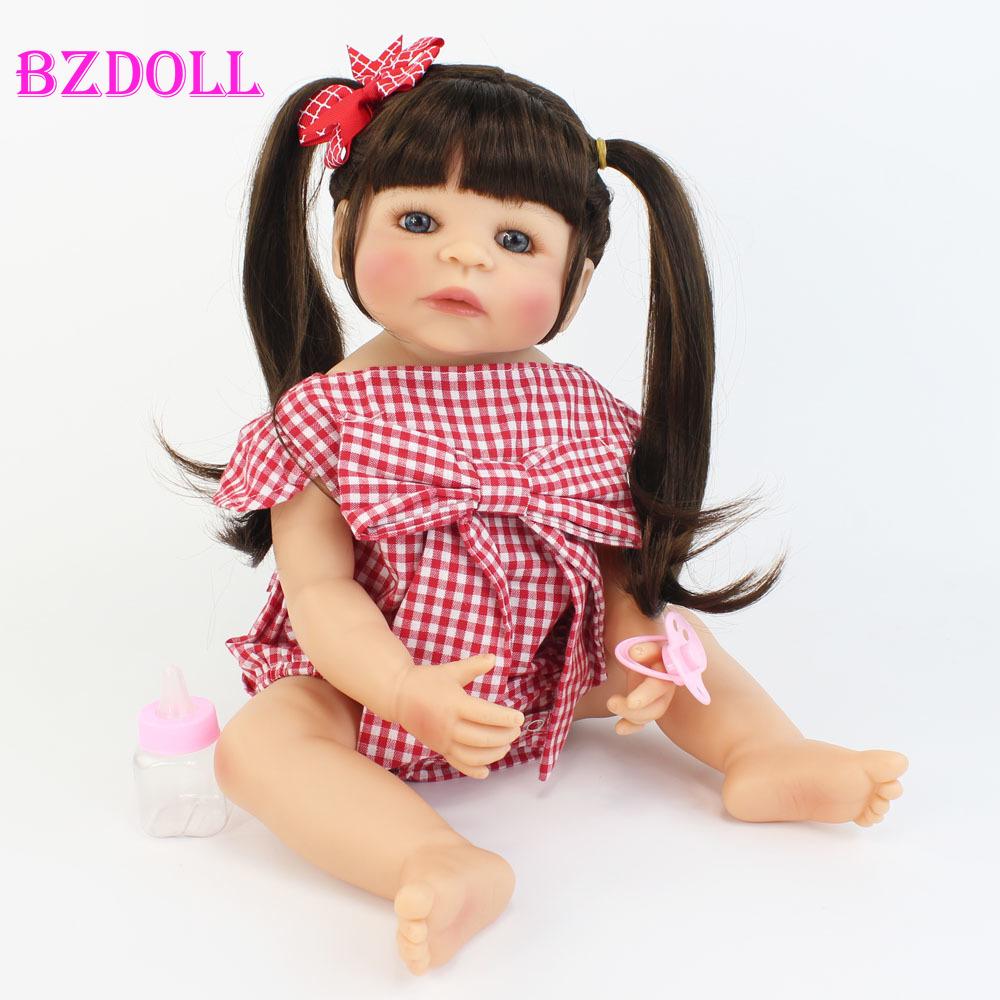 BZDOLL 55cm pełna silikonowa lalka Bebe Reborn realistyczne miękkie winylowe księżniczka jednorożec dzieci dziewczyna zabawka do kąpieli prezent urodzinowy dla dzieci