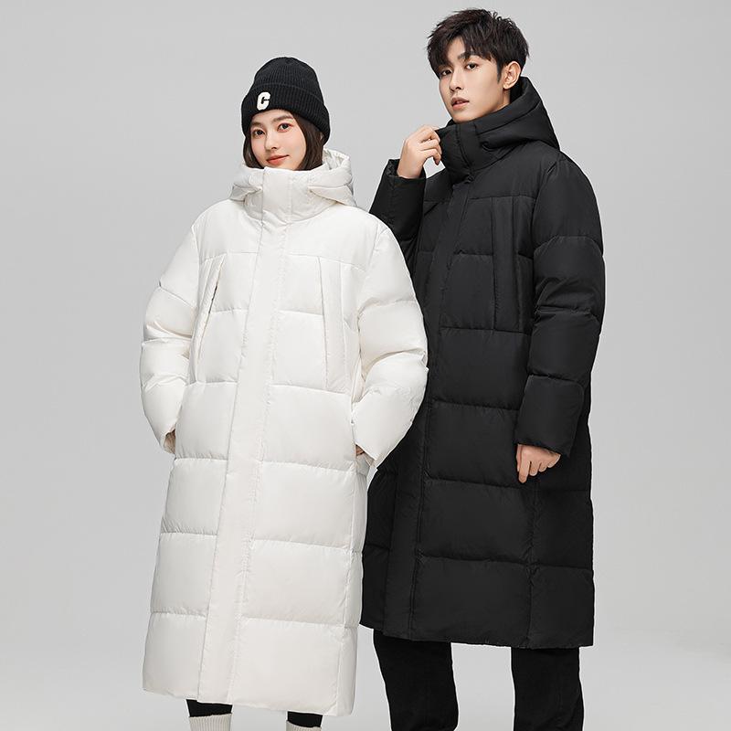 Unisex Trendy Long Over-the-Knee Winter Hooded Down Coat