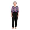 S-XXL Women Alzheimer Elderly Anti-Strip Adaptive Printed Jumpsuit V Neck 3/4 Sleeve Wide Leg Back Zipper Nursing Rompers for Special Needs