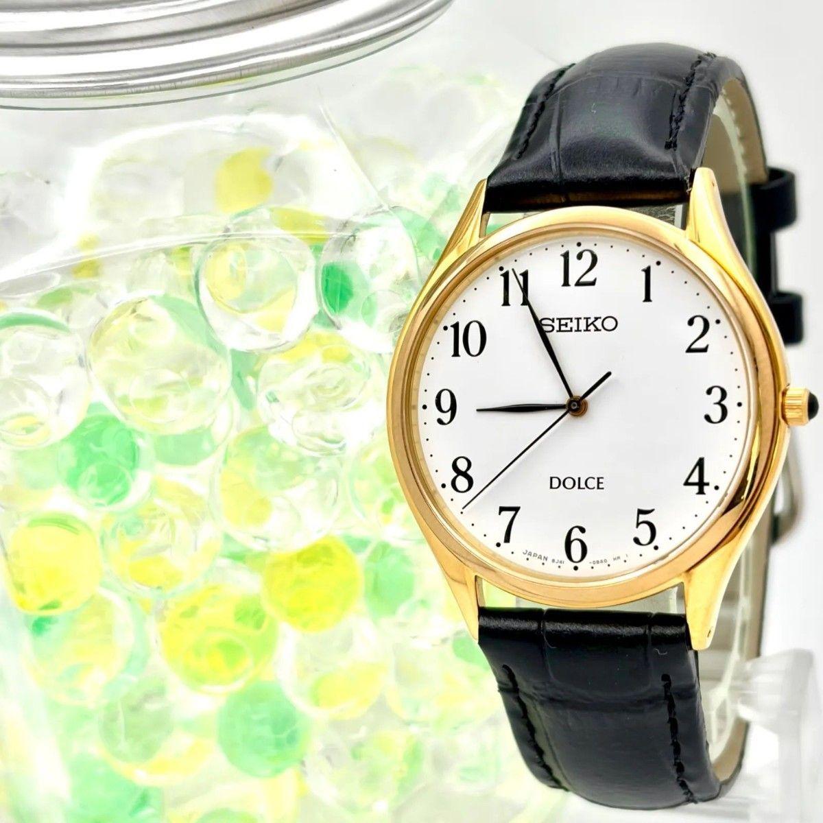 [Good Condition/New Battery] SEIKO DOLCE Men s Watch Gold 8J41-0AJ0 110345