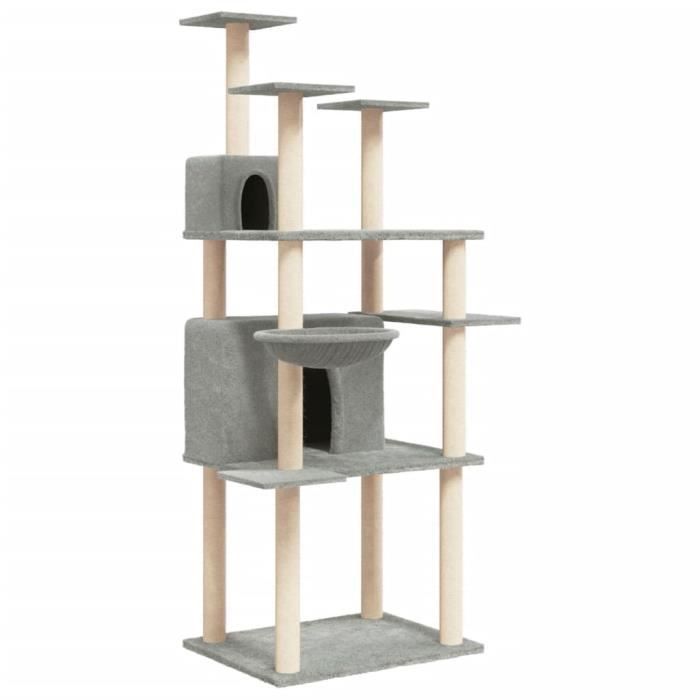 VidaXL Arbre à chat avec griffoirs en sisal Gris clair 166 cm 171724