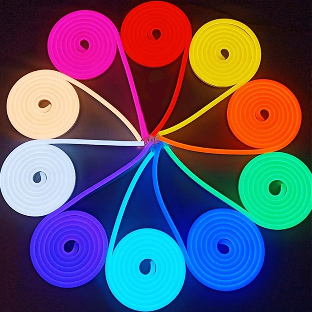 Led Neon Strip Light 12V Silicone Indoor Outdoor 16.4Ft/5M 600LEDS Waterproof Flexible for Bar Home TV Kitchen Bedroom Wedding