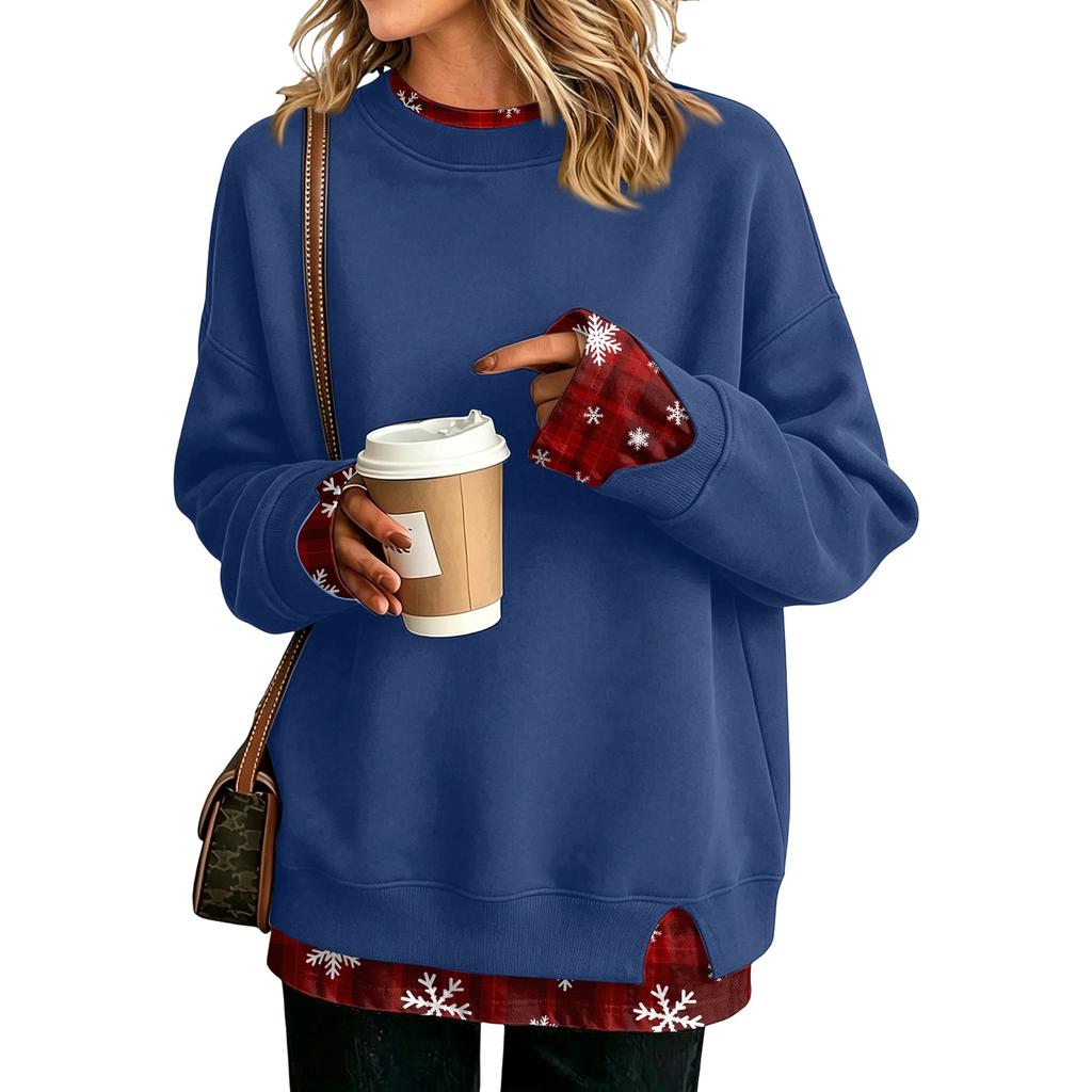 Women's Casual Printed Long Sleeve Sweatshirt Loose Fit Pullover Top for Daily Wear