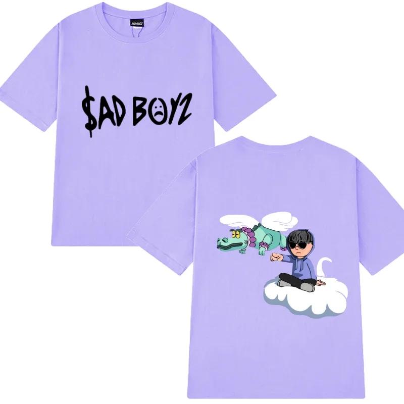 Hot Singer Junior H Sad Boyz Harajuku Cartoon Graphic T Shirt Men Women Oversized Short Sleeve T-shirts Unisex 100% Cotton Tops