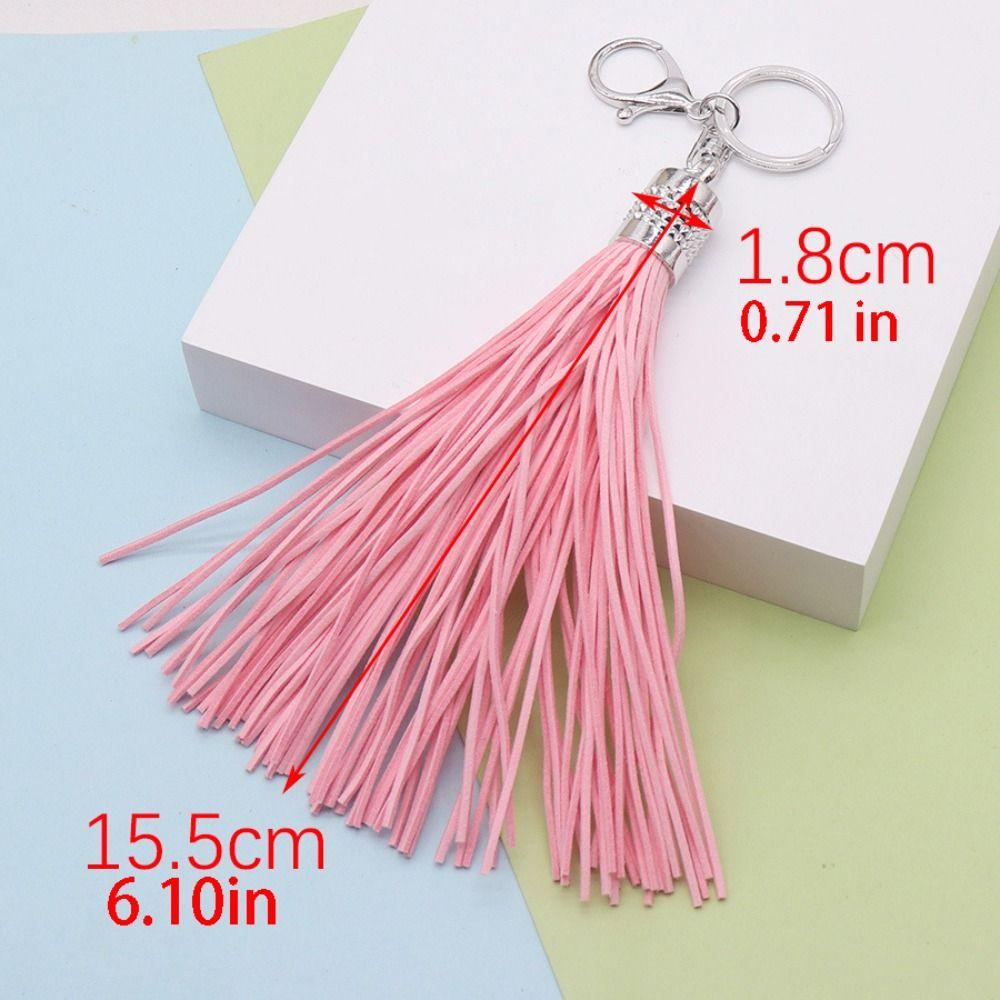 Cute Hanger Leather Tassel Keychain Alloy Pu Car Keyring Fashion DIY Bag Charm Men