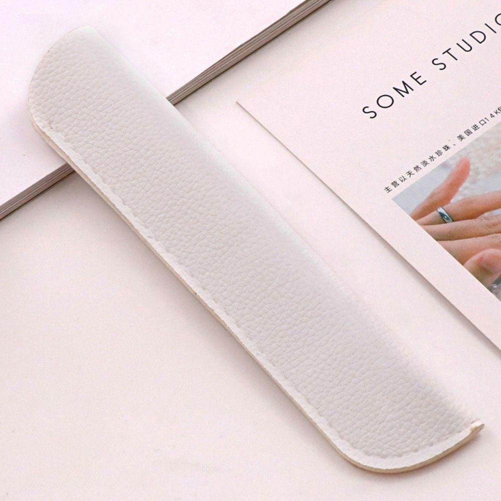 Solid Color PU Pencil Bags PU Leather Pen Bags Lightweight Pencil Case Office Supplies