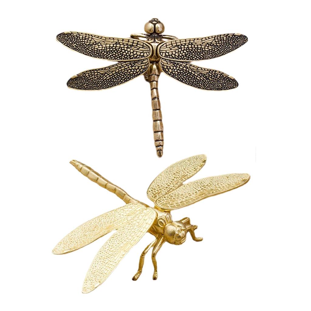 Miniature Dragonfly Sculpture Solid Adorable Home Decor Brass Dragonfly Ornament for Bedroom Teahouse Shelf Office Tabletop