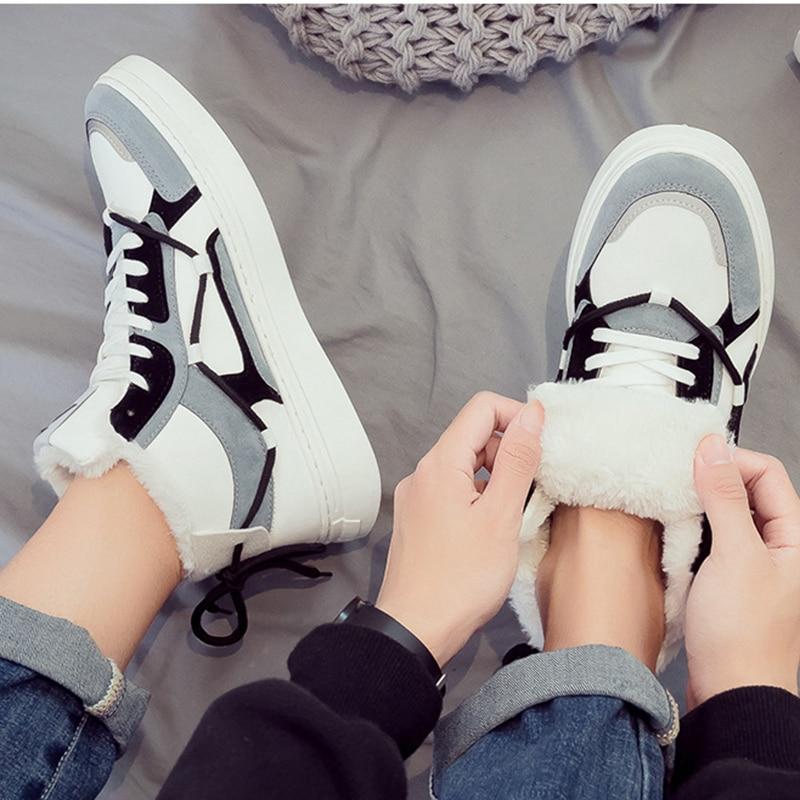 Neue Herren High-Top Sneaker Plus Samt Warm Lässige Schuhe Herren Schnürschuhe Hochwertige Board Schuhe Bequeme Mode Winterschuhe