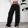 Women's Cargo Pants Spring/Summer New Wide-Leg Pants Casual Simple Tie-Waist Multi-Pocket Long Pants