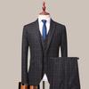 Men's Three-pieces Fashion Plaid Slim Business Party Formal Elegant Blazer Sets (Jacket+Pants+Vest) Prom Wedding Groom