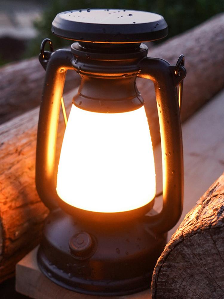 Vintage Handheld Camping Light 120LM LED Camping Lamp 800mAh/1200mAh Type-C USB Solar Charging Waterproof Outdoor Lighting