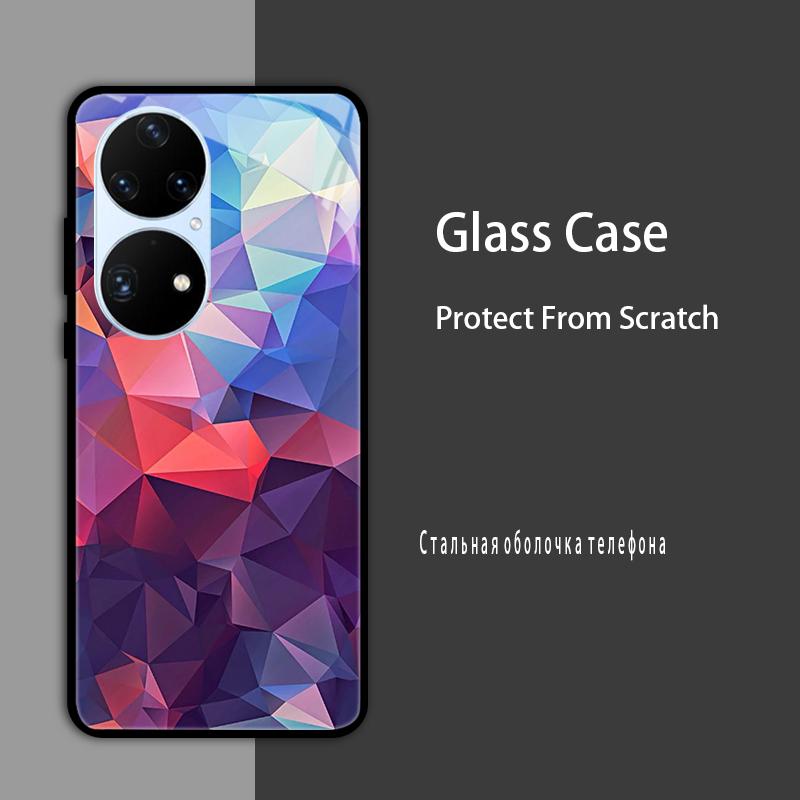 For Huawei P50 Pro Case P50E P 50 Luxury Tempered Glass Phone Case For Huawei P50 E Back Cover Fashion Protective Coque P50Pro