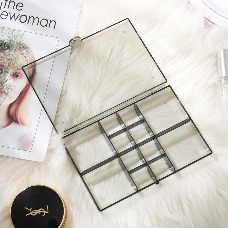 

30 ячеек акриловый органайзер для ювелирных изделий для косметической коробки для хранения косметики прозрачный чехол с крышкой для бусин колец сережек