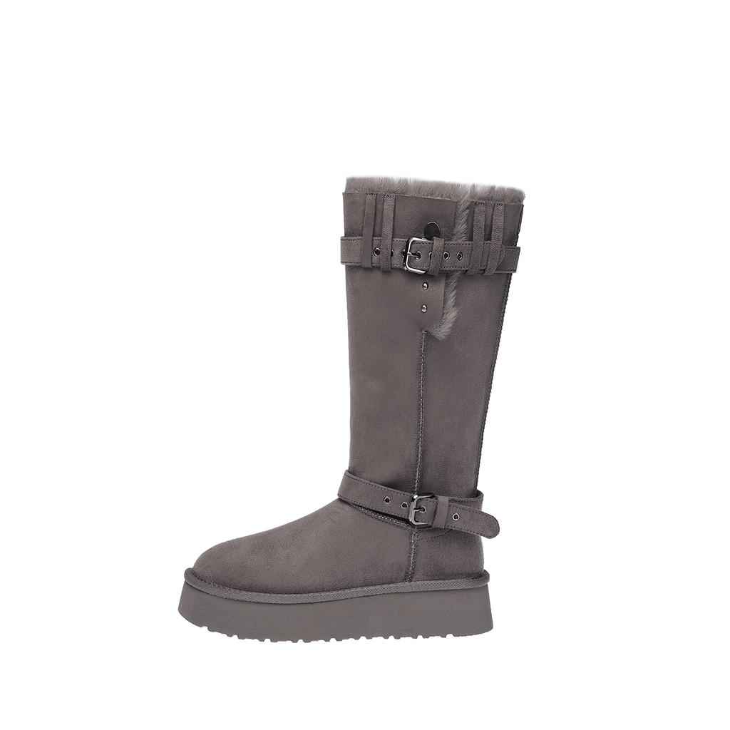 Genuine leather two-wearing snow boots women's 2025 new winter thick bottom heightening, piling and thickening, warm, tall snow cotton