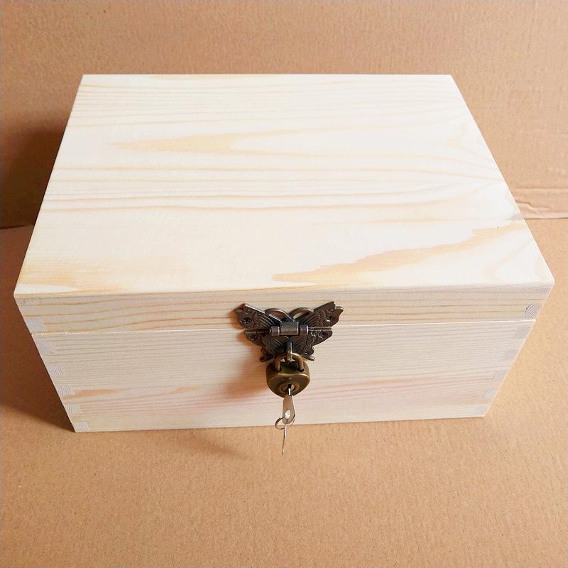 Vintage Solid Wood Rectangular Storage Box with Lid