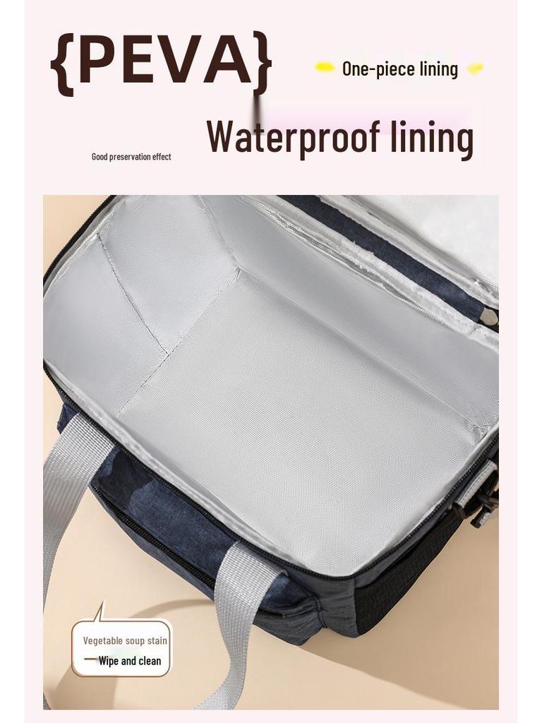 Large Capacity Double-Layer Lunch Bag for Outdoor Camping and Picnics with Optional Crossbody Strap