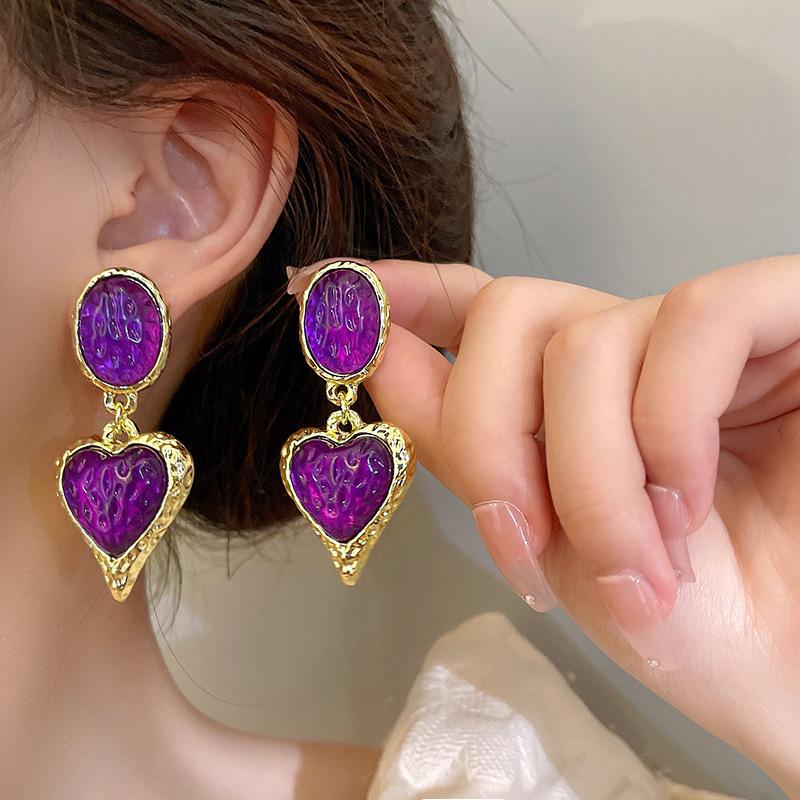 Vintage Heart Drop Earrings for Women Hyperbole Earring Party Jewelry Accessories Gift