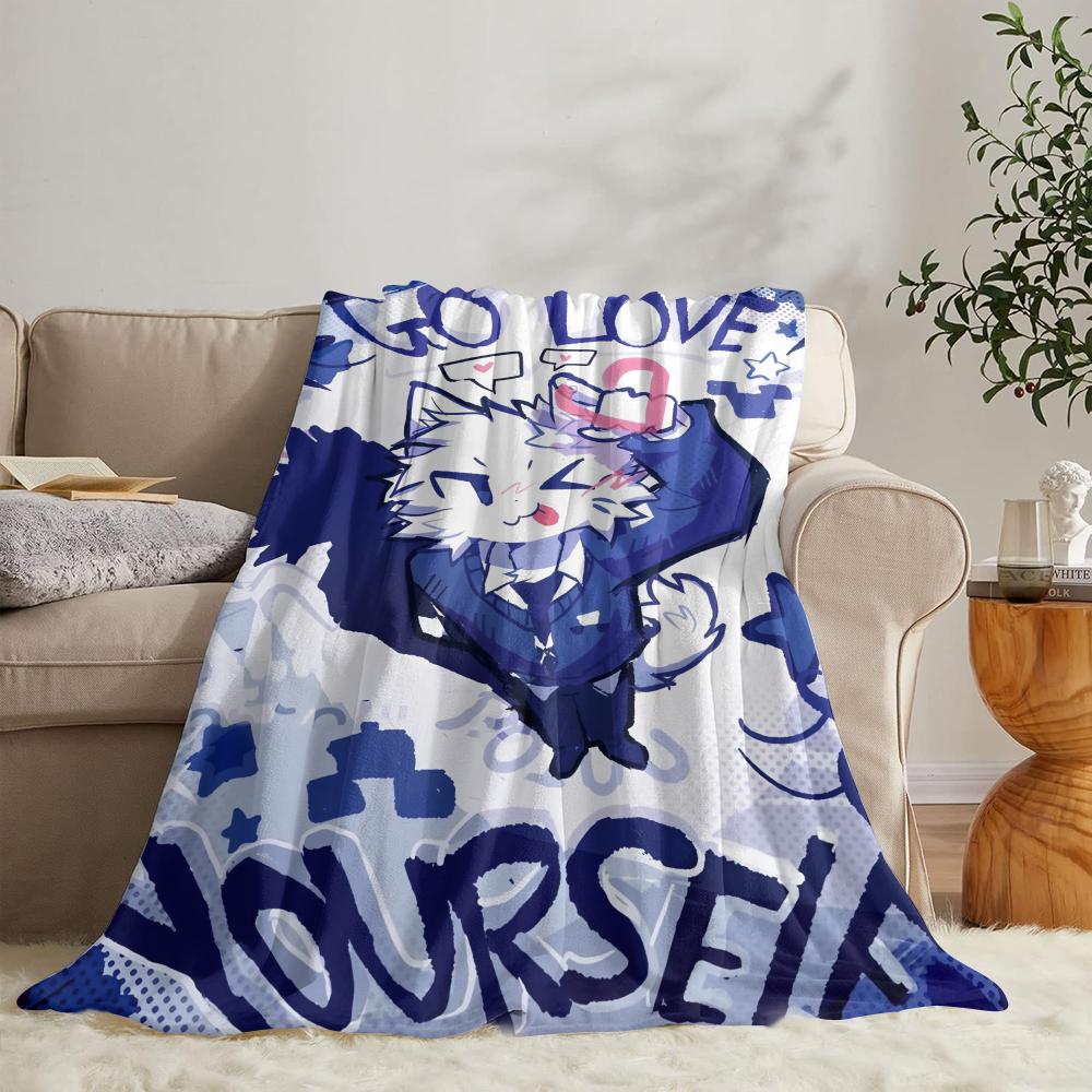 Cute B-boykisser cat Throw Soft Flannel Throw Summer Blanket Lightweight Cozy Nap Blanket for Sofa Bed Travel